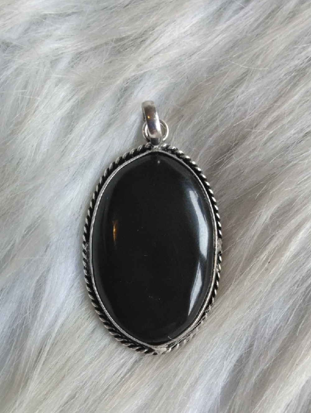 Black Onyx Silver Plated Gemstone Necklace Pendant